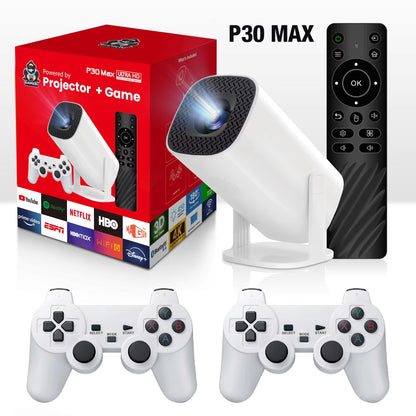 P30 Max Video Game Console Include 2 Wireless Game Controllers 36000 Games Support 4K 1080P Android11 Portable Projector