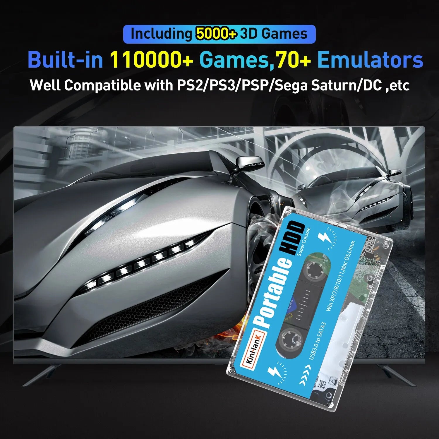 Super Console 500G Gaming HDD 100000 Video Games 70 Emulators for DC/MAME/SS/NAOMI/PS2/PS1 Plug and Play Batocera OS