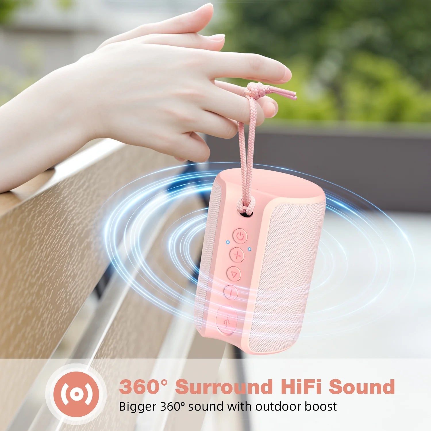 Bluetooth Speaker Portable, IPX7 Waterproof Wireless Outdoor Speaker, TWS Pairing, 12H Playtime, Orange