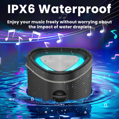 Bluetooth Speaker Portable, Waterproof Speaker IPX6, Wireless Speaker with Colorful Lights, Bluetooth 5.3, Mircrophone, TWS Pairing