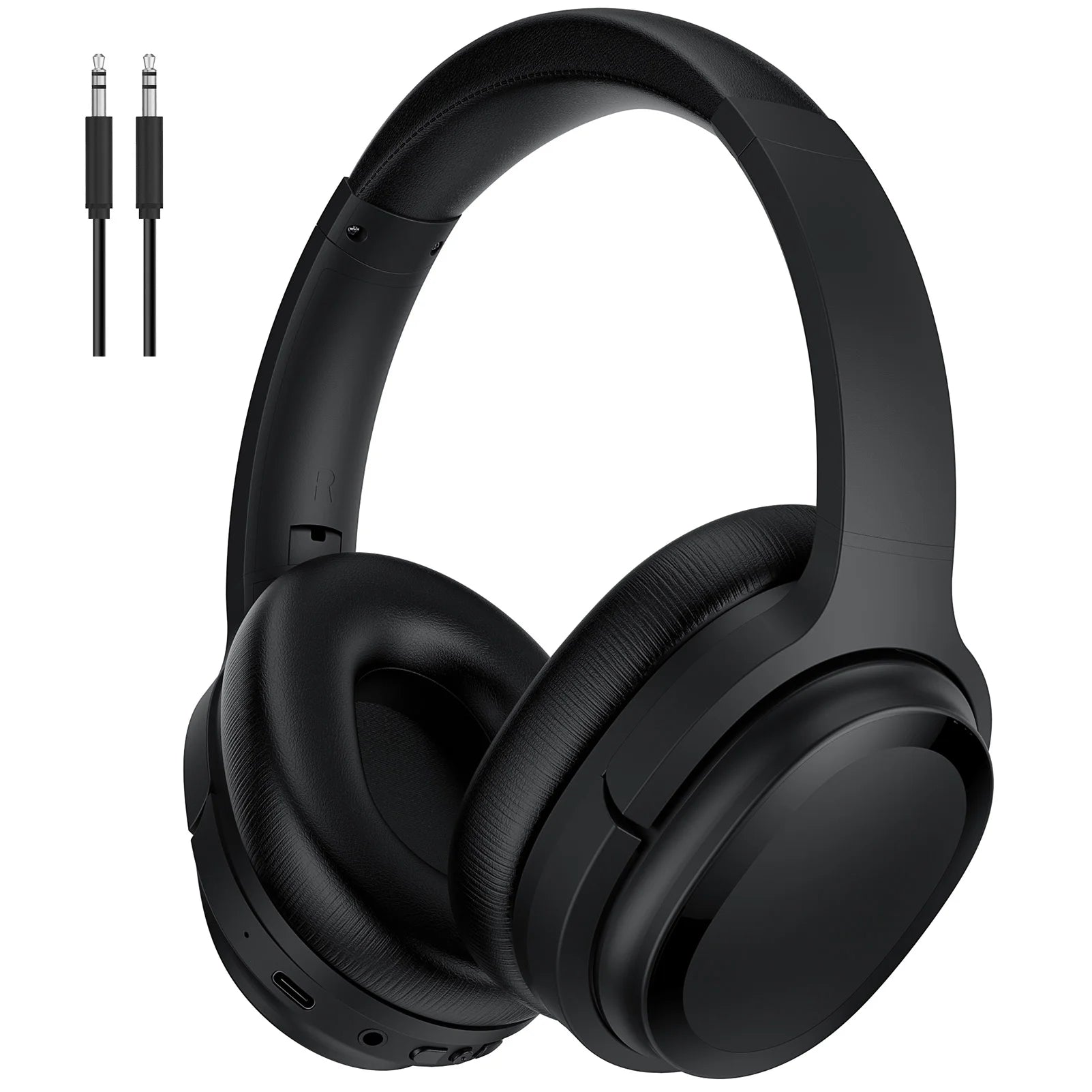 Active Noise Cancelling Headphones Bluetooth Headphones Wireless Headphones over Ear with Mic/Aptx, Comfortable Protein Earpads 30H Playtime, Foldable Headphones for Travel/Work - Black