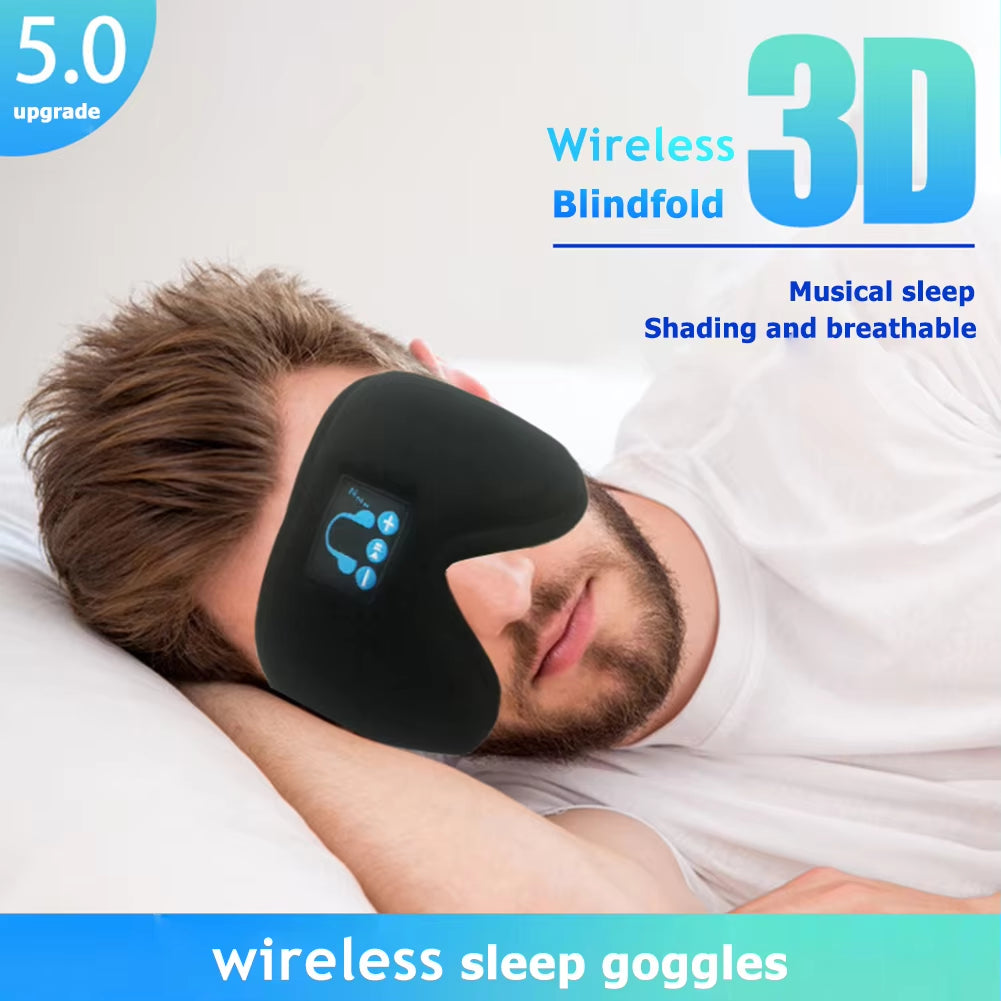 Sleep Headphones 3D Bluetooth 5.0 Headband Sleeping Headphones Wireless Music Eye Mask Cover Sleep Earbuds for Side Sleeper